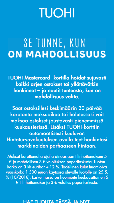 Mahdollisuus (TUOHI MasterCard)